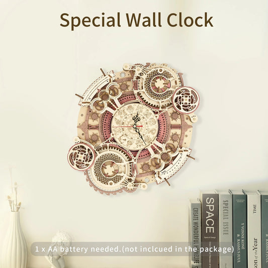 ROKR Zodiac Wall Clock  - 3D Wooden Puzzle, DIY Mechanical Model