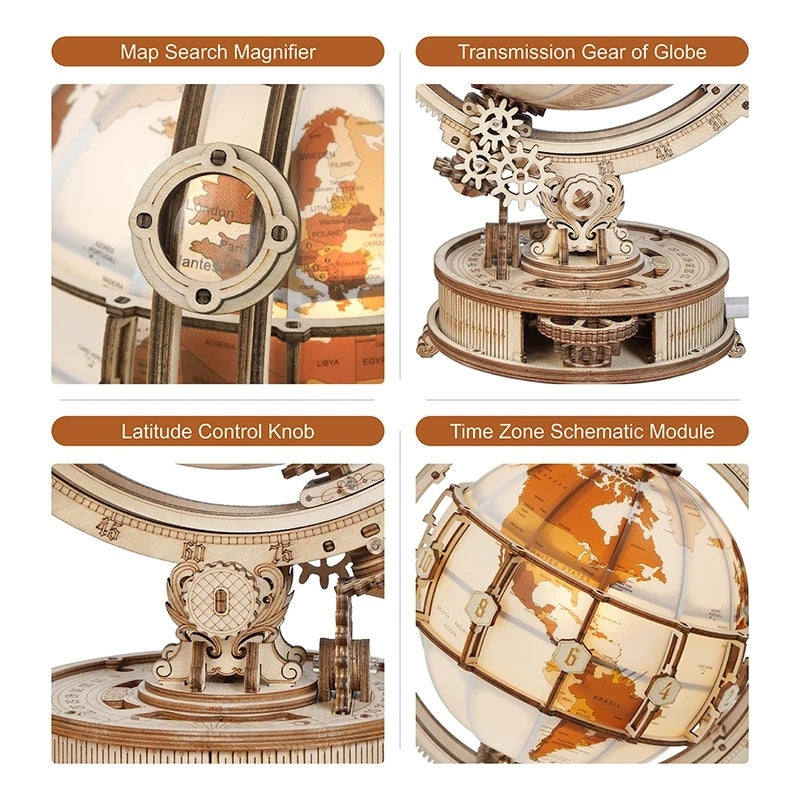 ROKR Luminous Globe - 3D Wooden Puzzle, DIY Mechanical Model