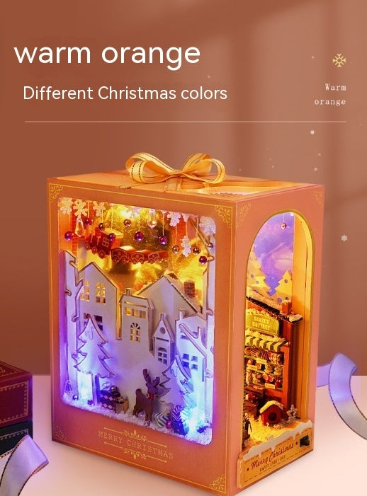 Diy Cottage Christmas Fantasy Hand-assembled 3D Book Stand Wooden Assembled Model Birthday Gift