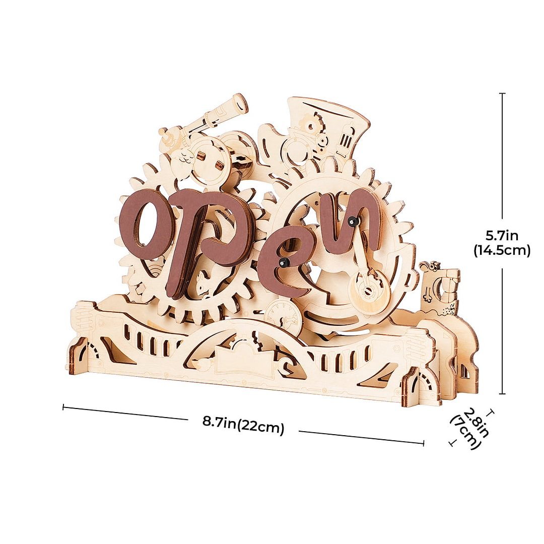 Biển báo mở/đóng ROKR - Đồ chơi xếp hình bằng gỗ 3D, Mô hình cơ khí tự làm