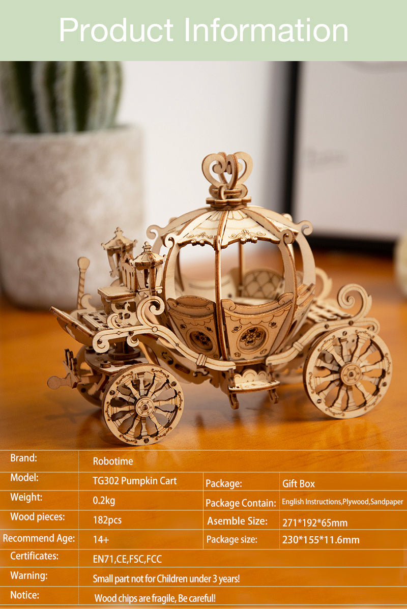 ROKR Pumpkin Carriage - Puzzle 3D in legno, modello meccanico fai da te