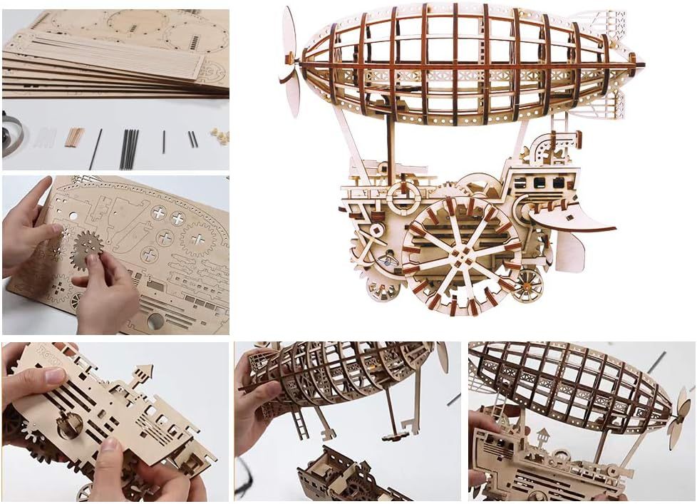 ROKR Air Vehicle - 3D Wooden Puzzle, DIY Mechanical Model