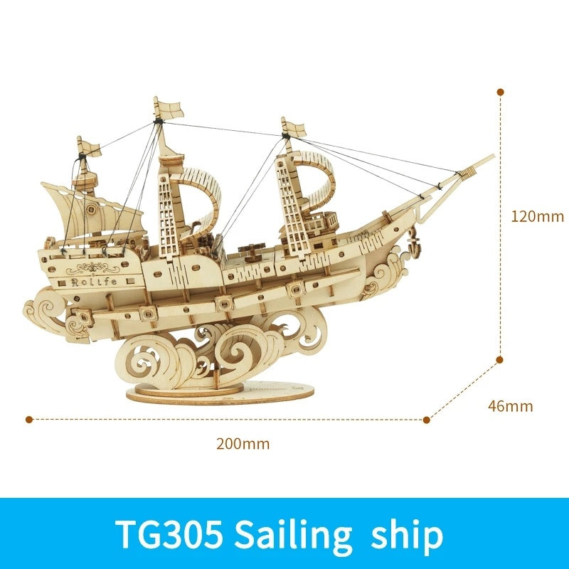 ROKR Ship Model  - 3D Wooden Puzzle, DIY Mechanical Model