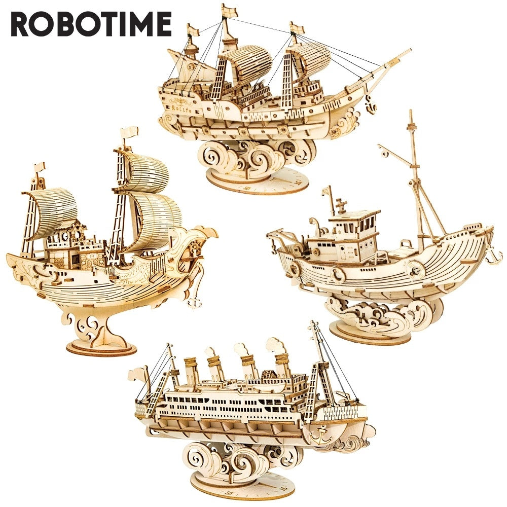 ROKR Ship Model  - 3D Wooden Puzzle, DIY Mechanical Model