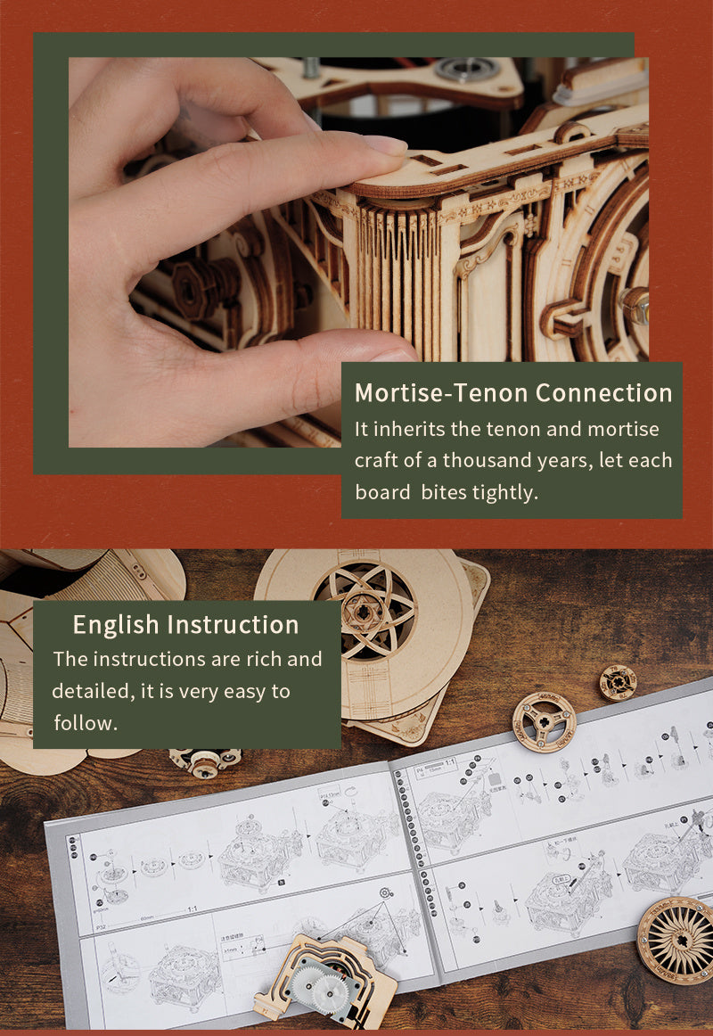 ROKR DIY Wooden Music Box  - 3D Wooden Puzzle, DIY Mechanical Model