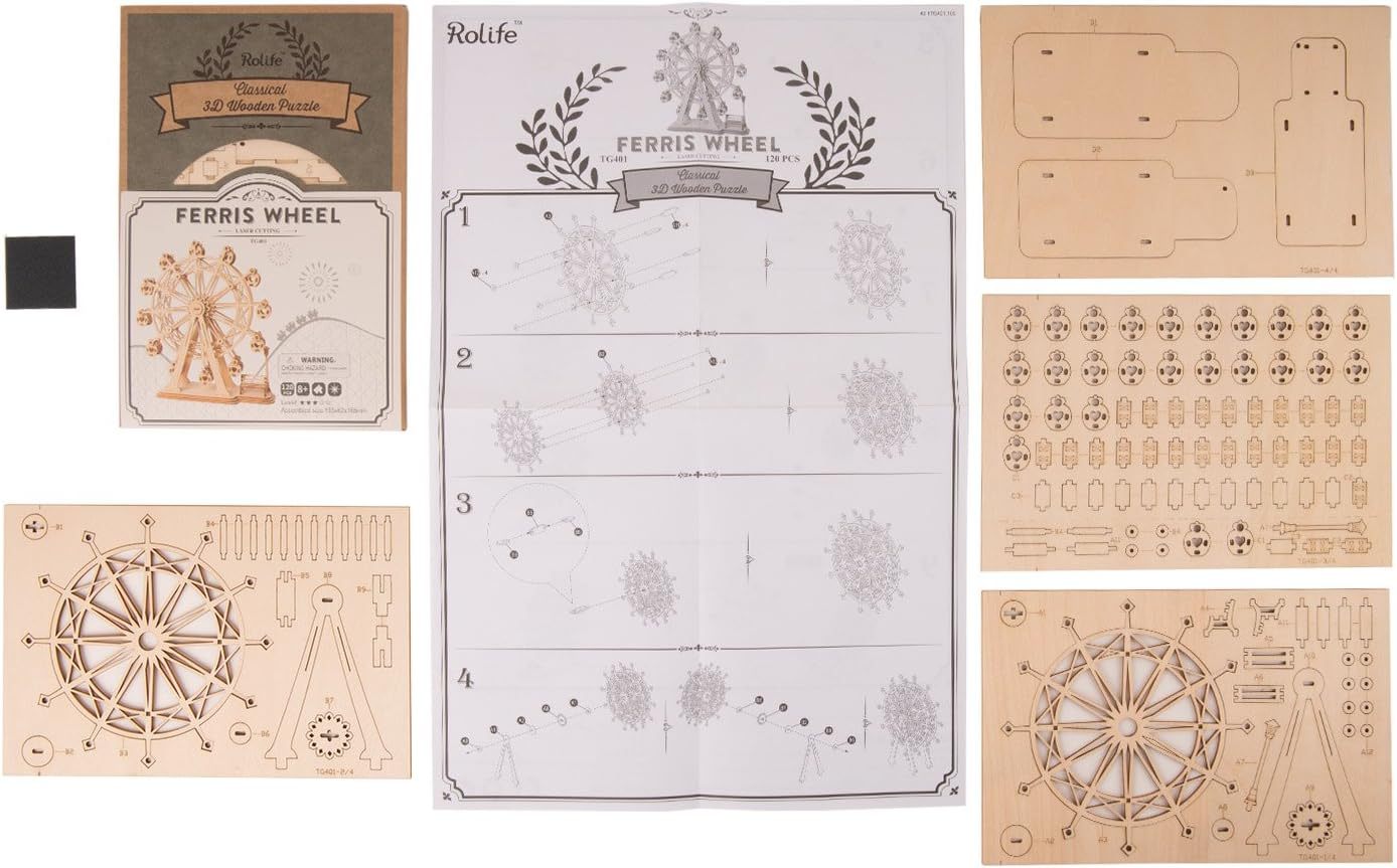 Rolife Ferris Wheel - 3D Wooden Puzzle, DIY Mechanical Model