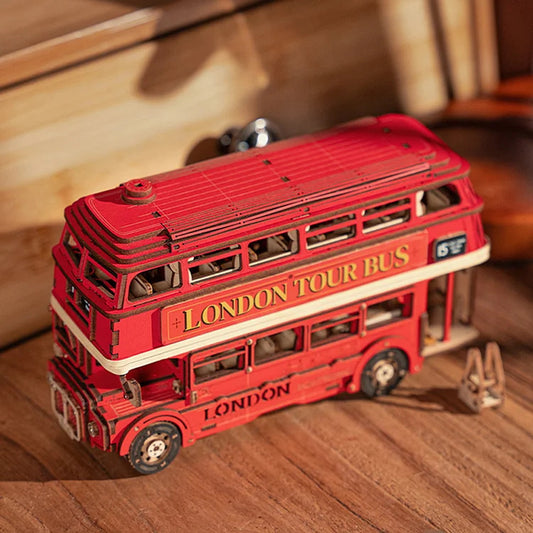 Rolife London Tour Bus - 3D Wooden Puzzle, DIY Mechanical Model