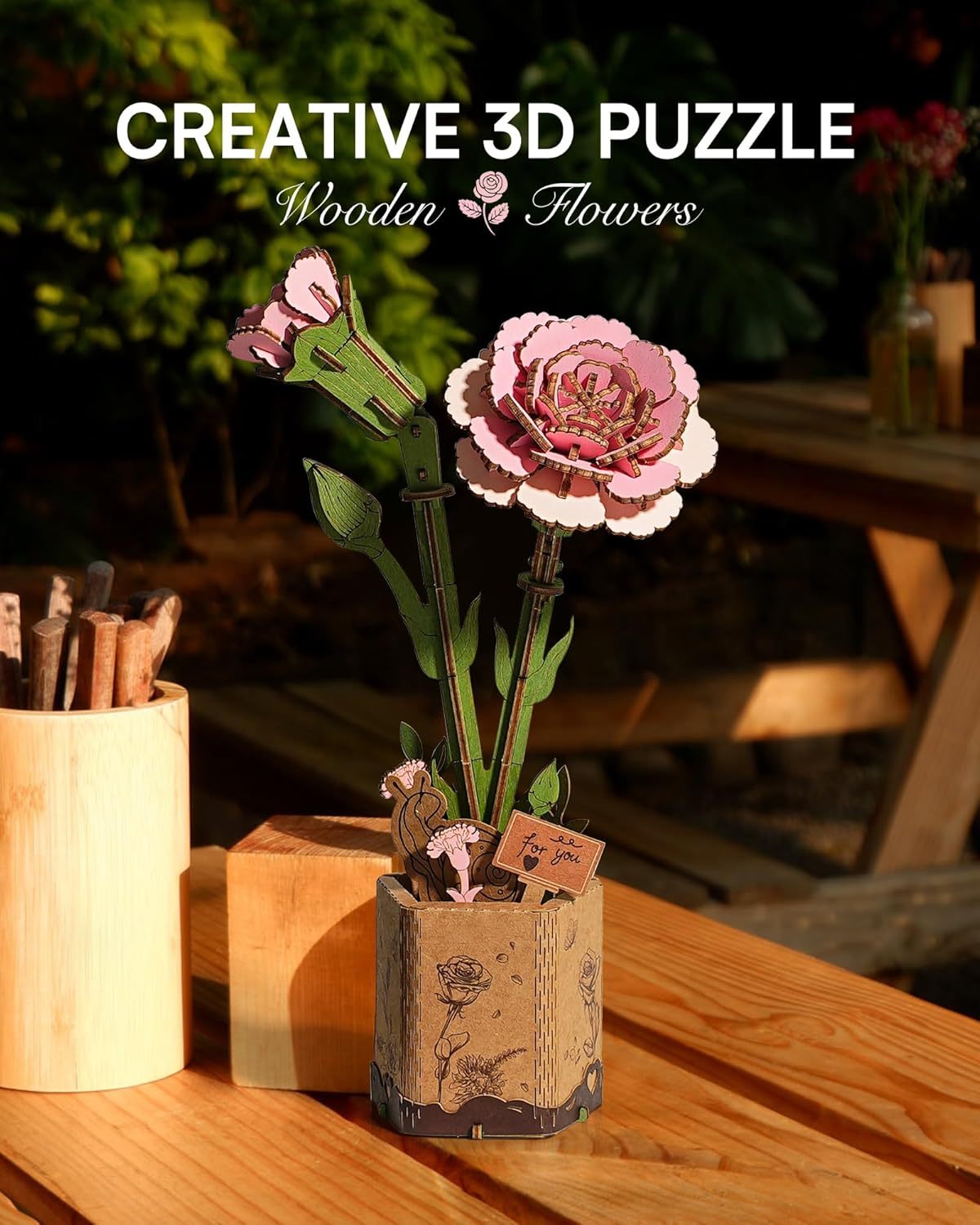 ROKR Flower Puzzle  - 3D Wooden Puzzle, DIY Mechanical Model