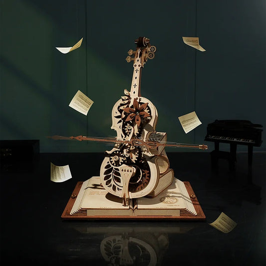 ROKR Magic Cello Mechanical Music Box  - 3D Wooden Puzzle, DIY Mechanical Model