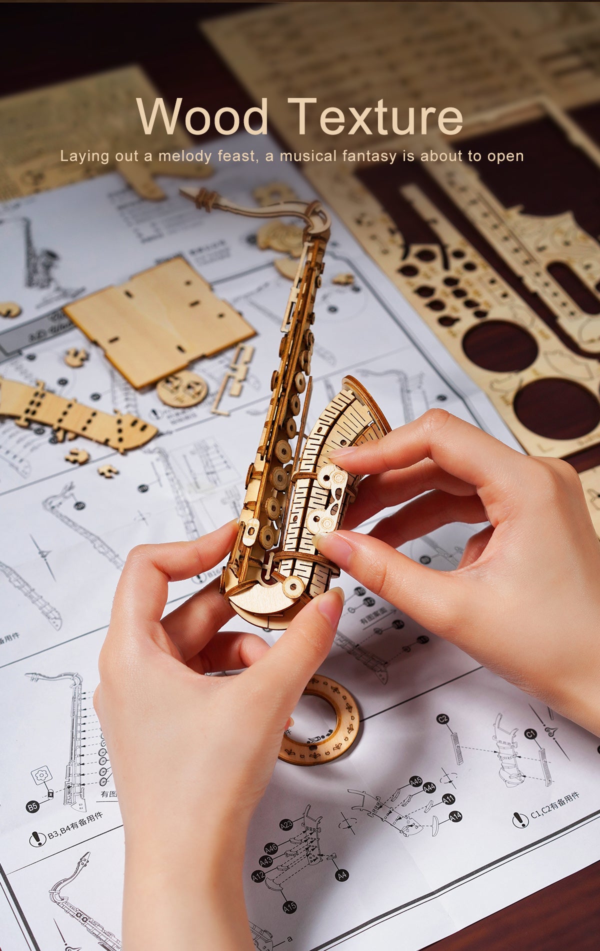 ROKR Musical Instrument - 3D Wooden Puzzle, DIY Mechanical Model